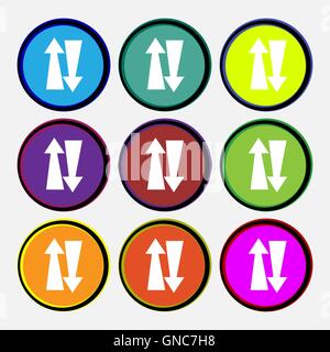 Two way traffic, icon sign. Nine multi colored round buttons. Vector Stock Vector