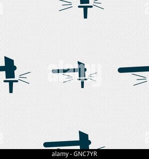 The smithy. Forge and stithy, blacksmith icon sign. Seamless pattern with geometric texture. Vector Stock Vector
