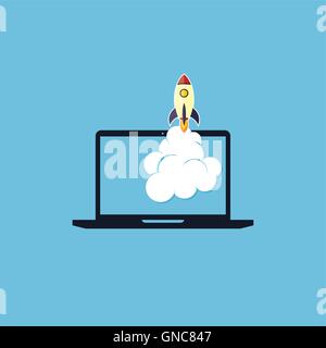 start up program rocket computer boot program Stock Vector
