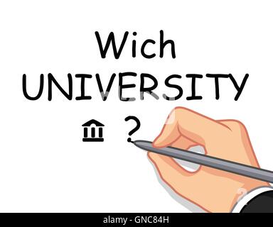 hand writing wich univercity Stock Vector