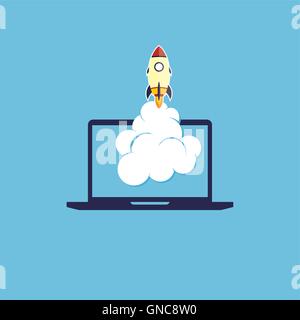 start up program rocket computer boot program Stock Vector