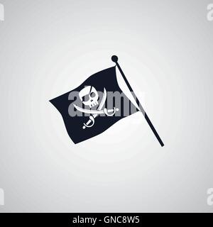 pirate flag flat icon theme Stock Vector