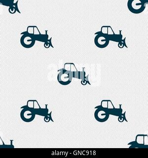 Tractor icon sign. Seamless pattern with geometric texture. Vector Stock Vector