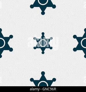Sheriff, star icon sign. Seamless pattern with geometric texture. Vector Stock Vector