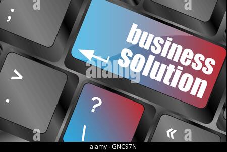 Computer keyboard with business solution key. business concept vector . keyboard keys, keyboard button, keyboard icon Stock Vector