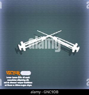 Syringes icon. On the blue-green abstract background with shadow and space for your text. Vector Stock Vector