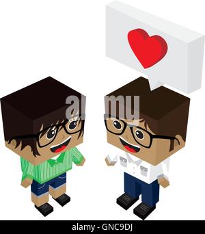 geek couple lover in romance love Stock Vector