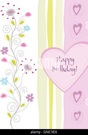 Happy birthday floral greeting card Stock Vector