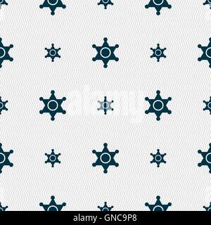 Sheriff, star icon sign. Seamless pattern with geometric texture. Vector Stock Vector