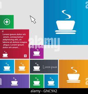 coffee, tea icon sign. buttons. Modern interface website buttons with cursor pointer. Vector Stock Vector