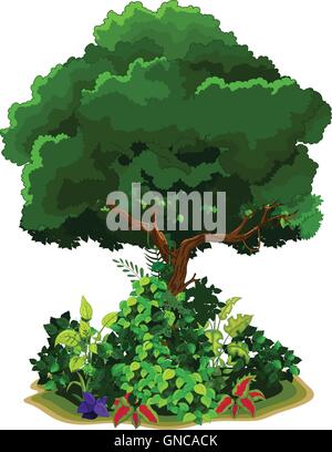 tree and grass cartoon for you design Stock Vector