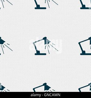 Reading-lamp icon sign. Seamless pattern with geometric texture. Vector Stock Vector