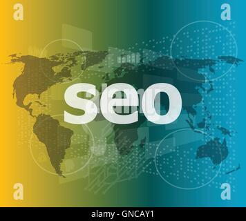The word seo on digital screen, it concept vector illustration Stock Vector