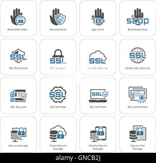 Flat Design Security and Protection Icons Set. Stock Vector
