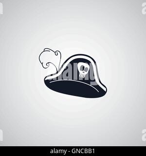pirate captain hat flat icon theme Stock Vector