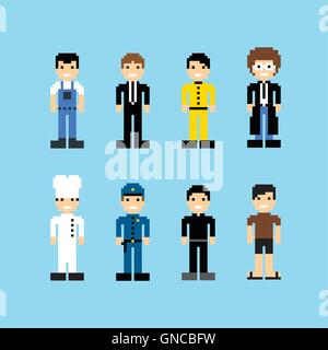 pixel people avatar set Stock Vector