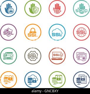 Flat Design Security and Protection Icons Set. Stock Vector