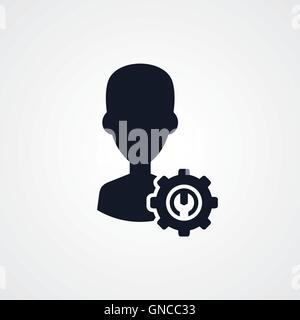avatar portrait cog setting icon theme Stock Vector