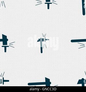 The smithy. Forge and stithy, blacksmith icon sign. Seamless pattern with geometric texture. Vector Stock Vector