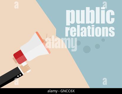 public relations. vector flat design business illustration concept. Digital marketing business man holding megaphone for website Stock Vector