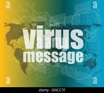 internet concept: words virus message on digital screenvector quotation marks with thin line speech bubble. concept of citation, Stock Vector