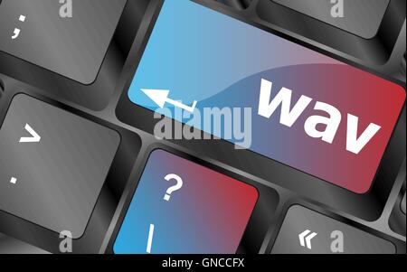 wav word on keyboard keys button vector , keyboard keys, keyboard button Stock Vector
