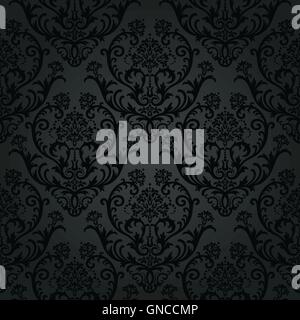 Luxury black charcoal floral wallpaper pattern Stock Vector