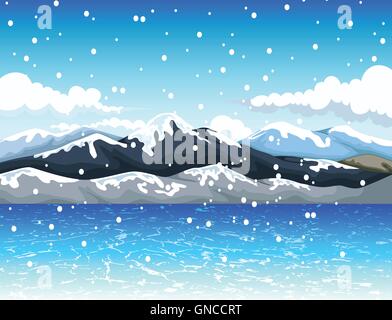 beauty snow mountain landscape background Stock Vector
