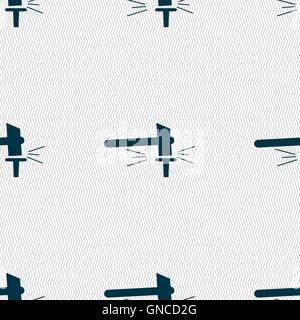 The smithy. Forge and stithy, blacksmith icon sign. Seamless pattern with geometric texture. Vector Stock Vector