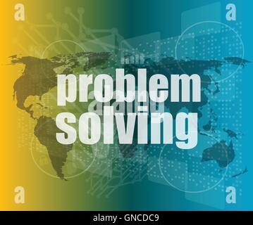 business concept: words problem solving on digital screen vector quotation marks with thin line speech bubble. concept of citati Stock Vector