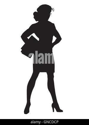 Beautiful strong businesswoman black silhouette figure Stock Vector