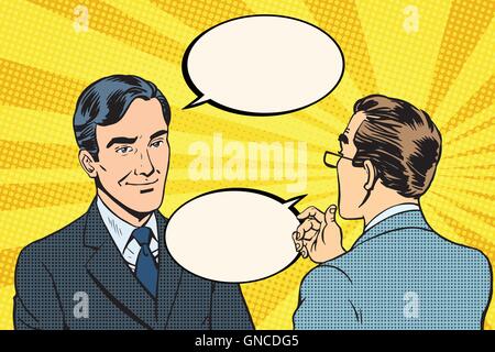 Two businessmen dialogue conversation communication Stock Vector