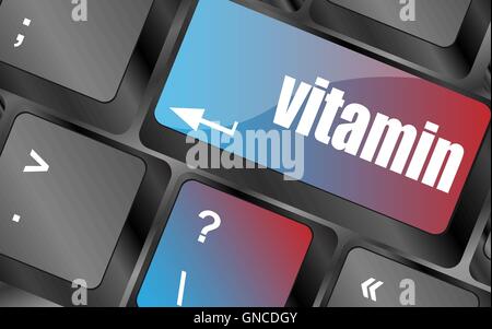 vitamin word on computer keyboard pc key, keyboard keys, keyboard button, keyboard icon Stock Vector