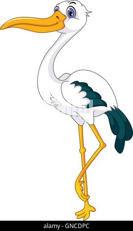 cute stork cartoon posing Stock Vector