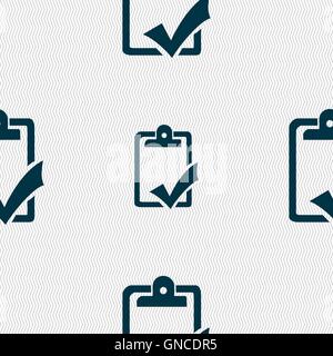 Document grammar control, Test, work complete icon sign. Seamless pattern with geometric texture. Vector Stock Vector