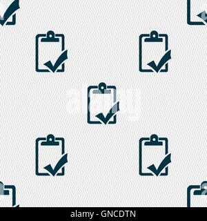 Document grammar control, Test, work complete icon sign. Seamless pattern with geometric texture. Vector Stock Vector