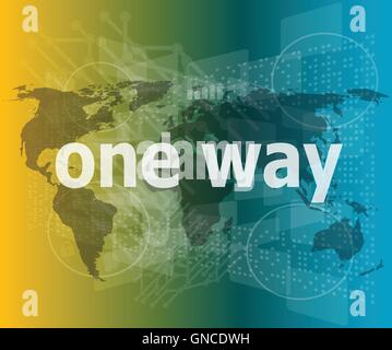 one way word on touch screen interface vector quotation marks with thin line speech bubble. concept of citation, info, testimoni Stock Vector