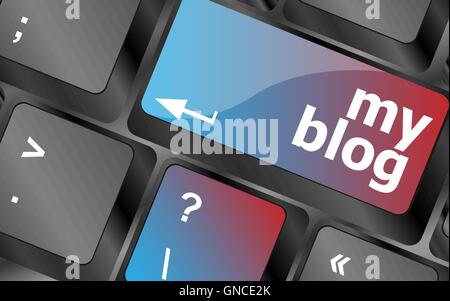 My blog button on the keyboard key close-up, keyboard keys vector, keyboard key, keyboard button, vector keyboard Stock Vector