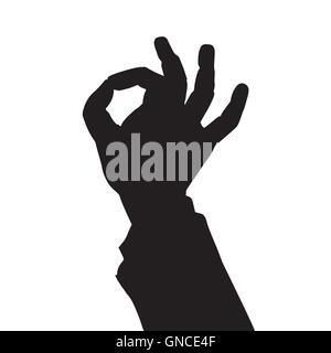 hand gesture OK black silhouette figure Stock Vector