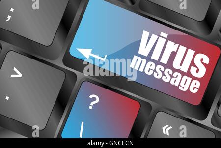 Computer keyboard with virus message key vector, keyboard key, keyboard button, vector keyboard Stock Vector
