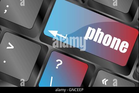 phone key in place of enter key - social concept vector . keyboard keys, keyboard button, keyboard icon Stock Vector