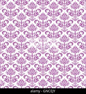 Seamless pink floral wallpaper on white Stock Vector