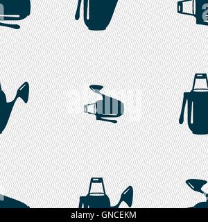 Watering can icon sign. Seamless pattern with geometric texture. Vector Stock Vector