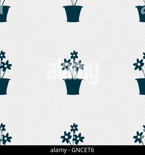 vase of flowers icon sign. Seamless pattern with geometric texture. Vector Stock Vector