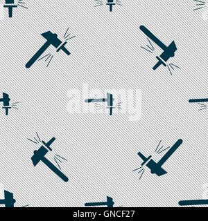 The smithy. Forge and stithy, blacksmith icon sign. Seamless pattern with geometric texture. Vector Stock Vector