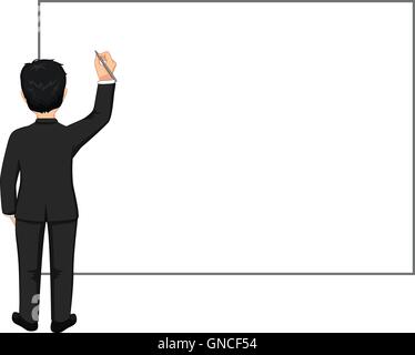 Businessman with pen and blank board Stock Vector