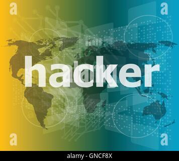 Privacy concept: words Hacker on digital background vector illustration Stock Vector