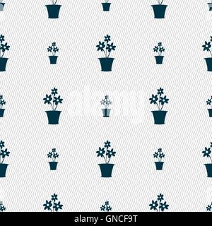 vase of flowers icon sign. Seamless pattern with geometric texture. Vector Stock Vector