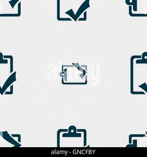 Document grammar control, Test, work complete icon sign. Seamless pattern with geometric texture. Vector Stock Vector