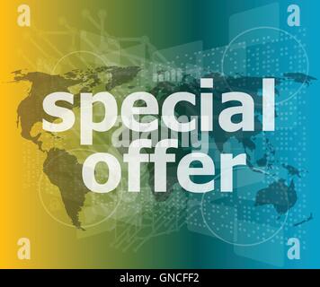 special offer text on digital screen vector illustration Stock Vector